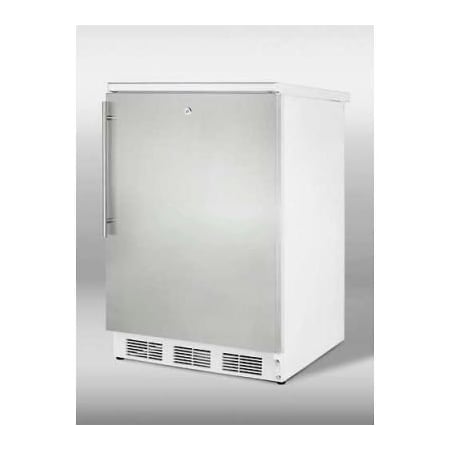Summit-Freestanding Refrigerator-Freezer, Cycle Defrost, White, S/S Door, Lock